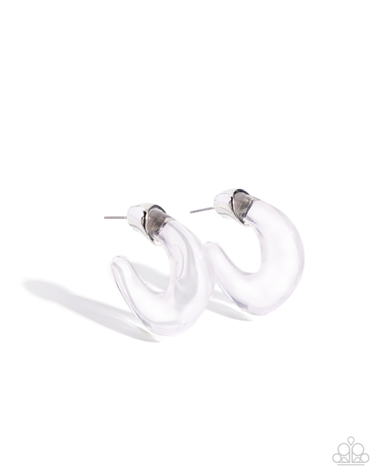 Paparazzi - Clear Charm - White Hoop Earrings