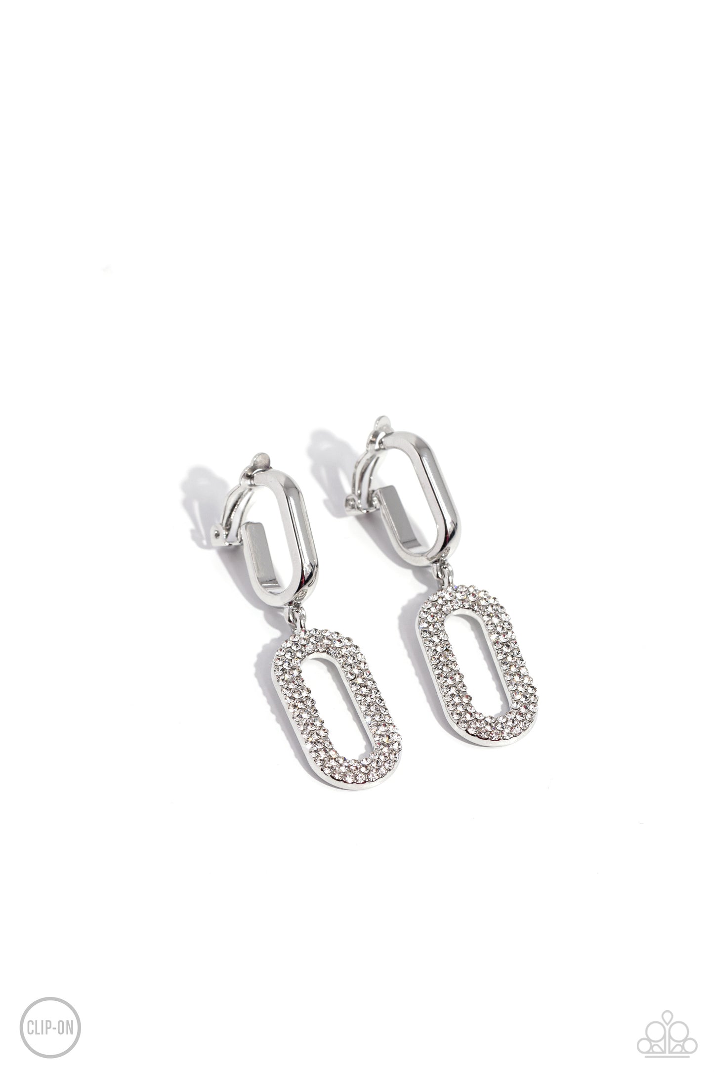 Paparazzi - Linked Luxury - White Clip-On Earrings
