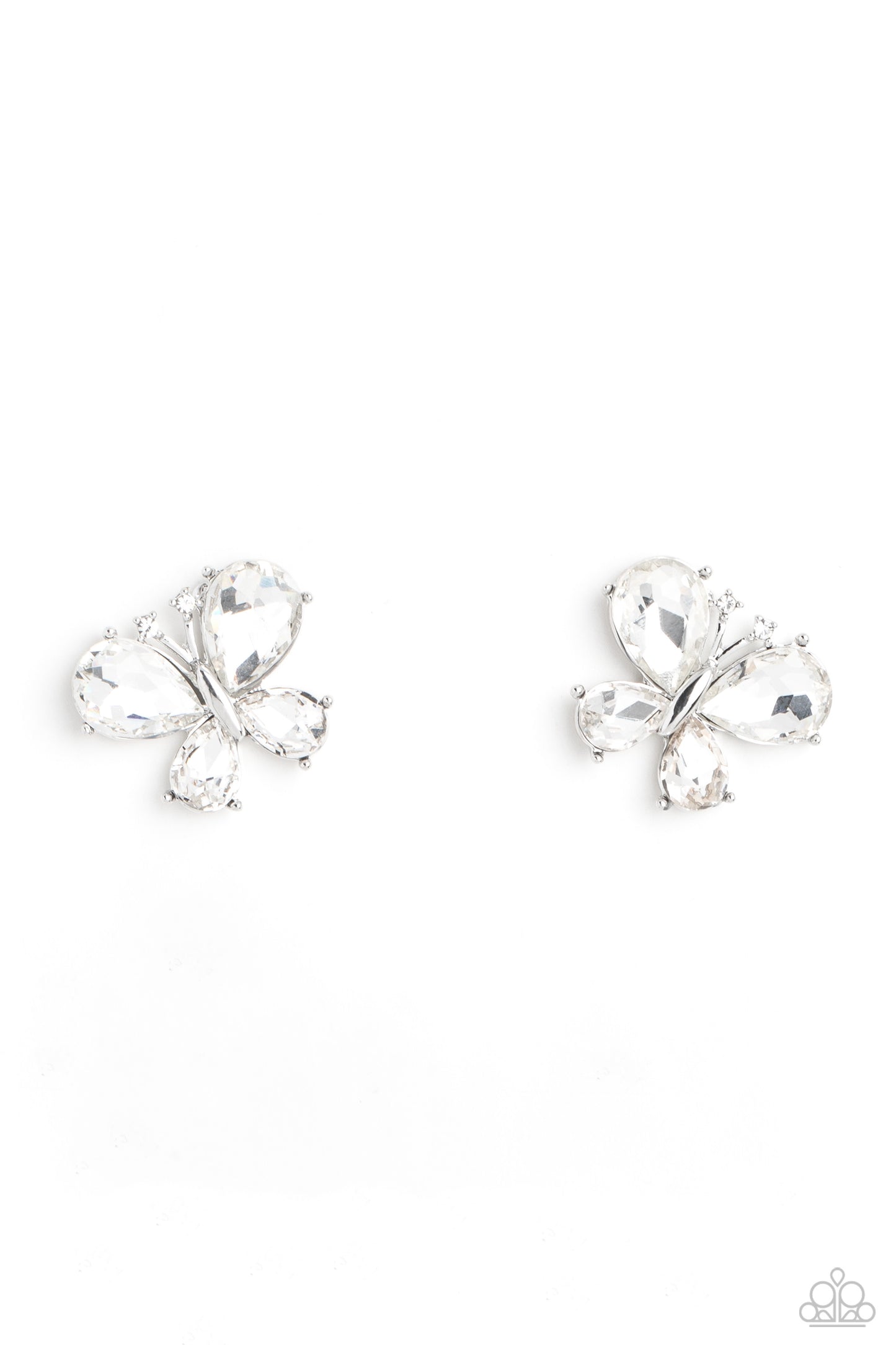 Paparazzi - Winged Whimsy - White Post Earrings