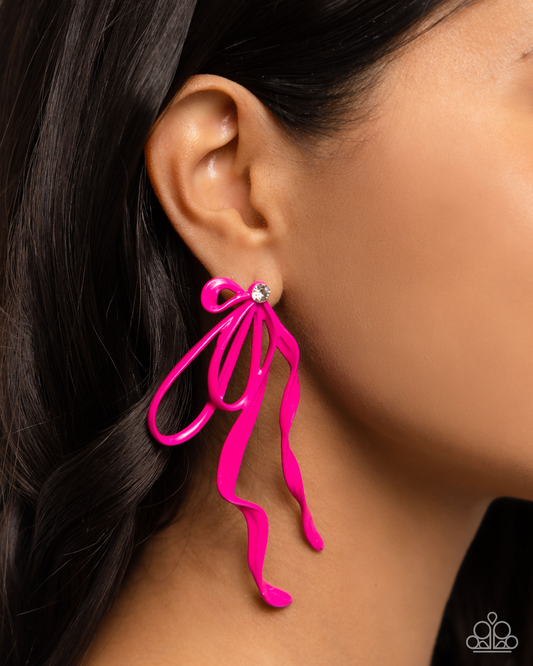 Paparazzi - Trendy Tapestry - Pink Post Earrings