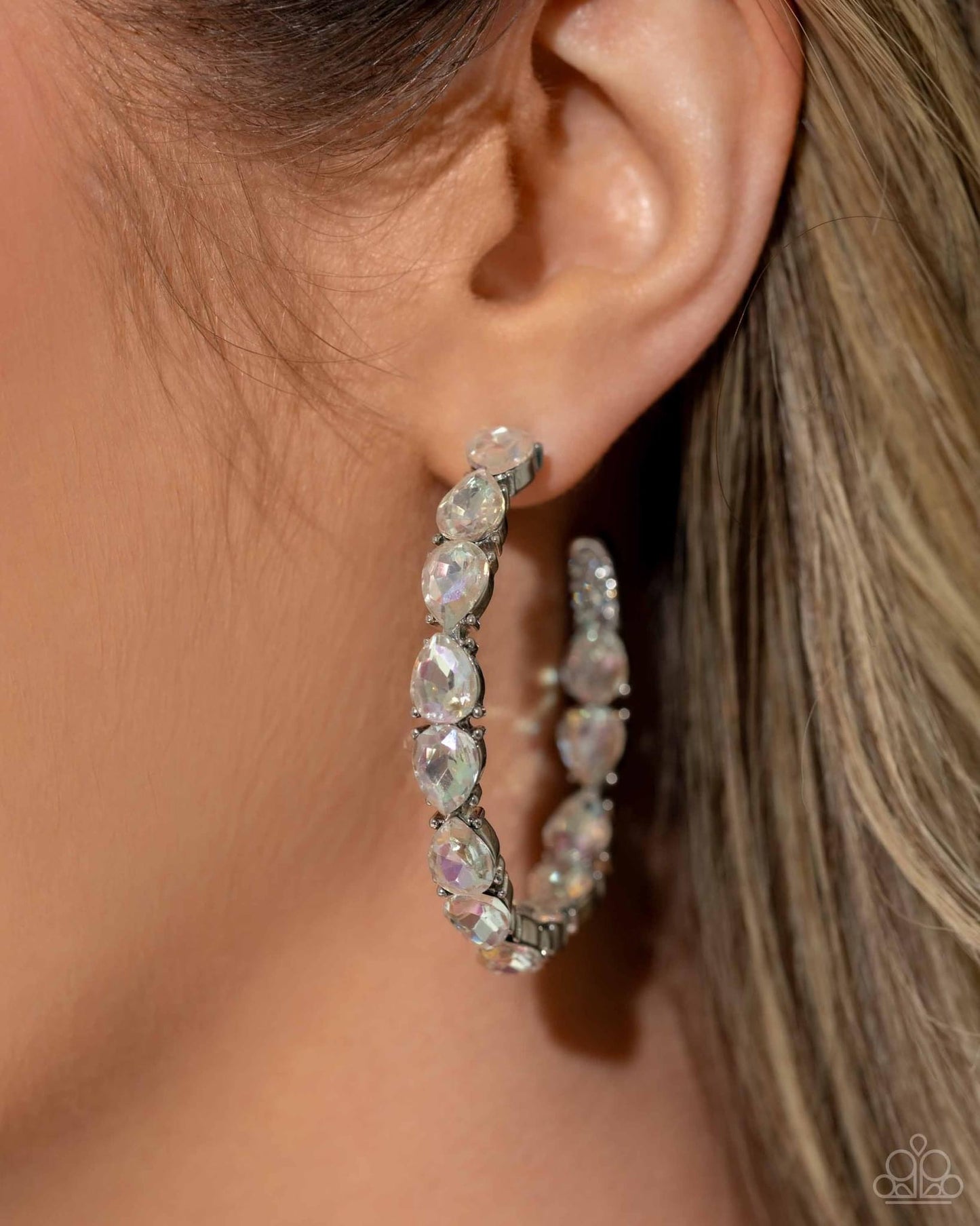 Paparazzi - PRESIDENTIAL PIZZAZZ White Hoop Earrings