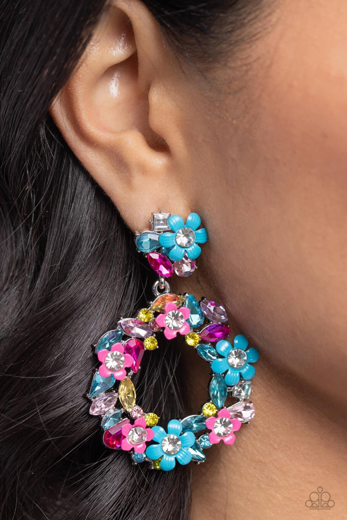 Paparazzi - Wreathed in Wallflowers Blue Post Earrings