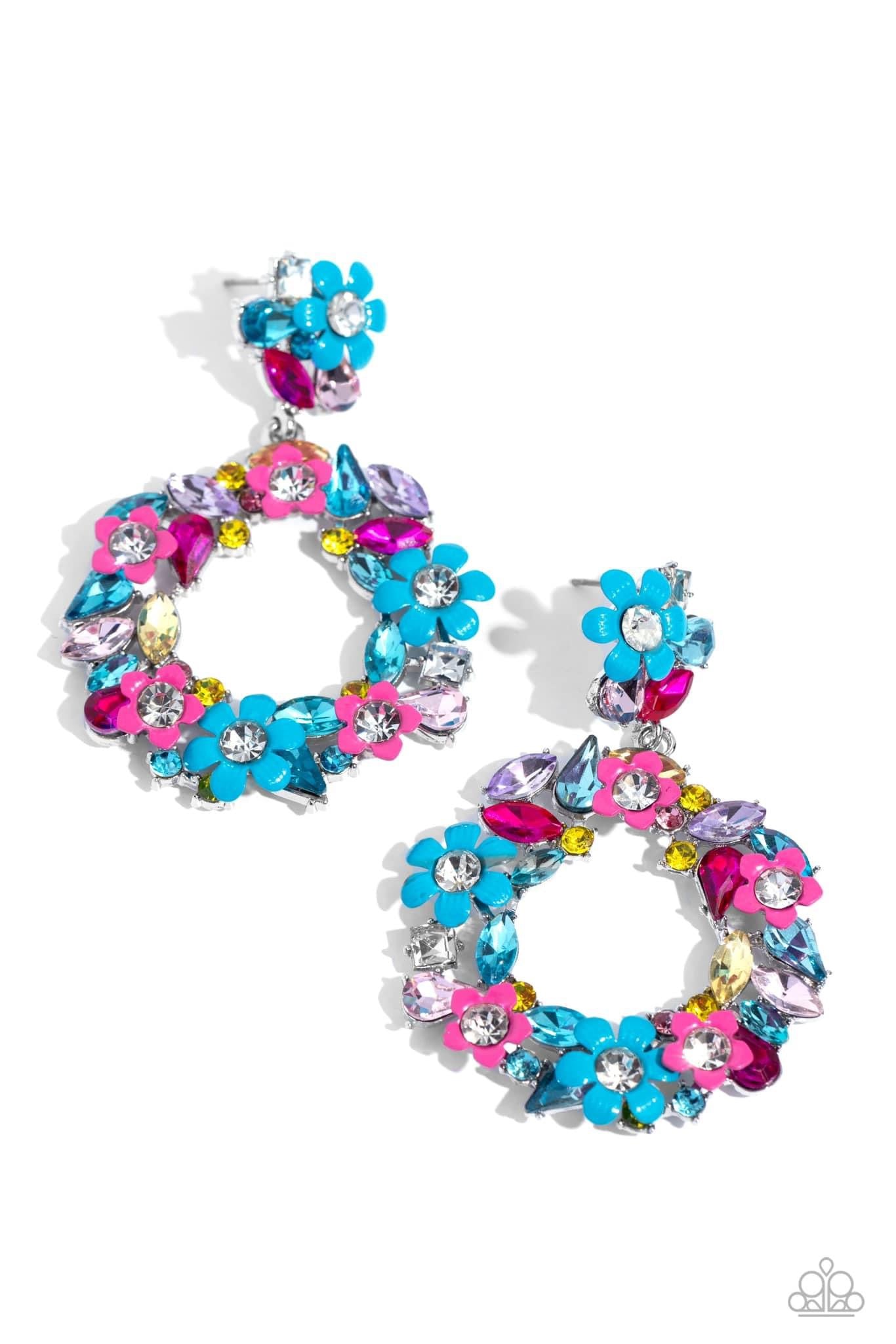Paparazzi - Wreathed in Wallflowers Blue Post Earrings