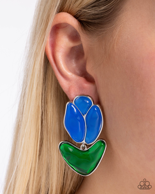 Paparazzi -Tulip Triumph - Blue Post Earrings