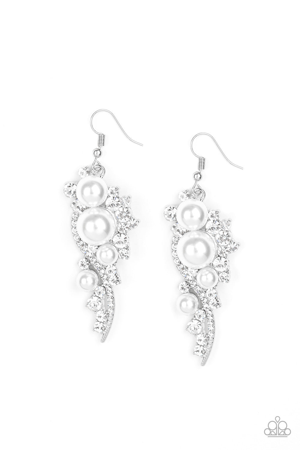 Paparazzi - High End Elegance White Earrings