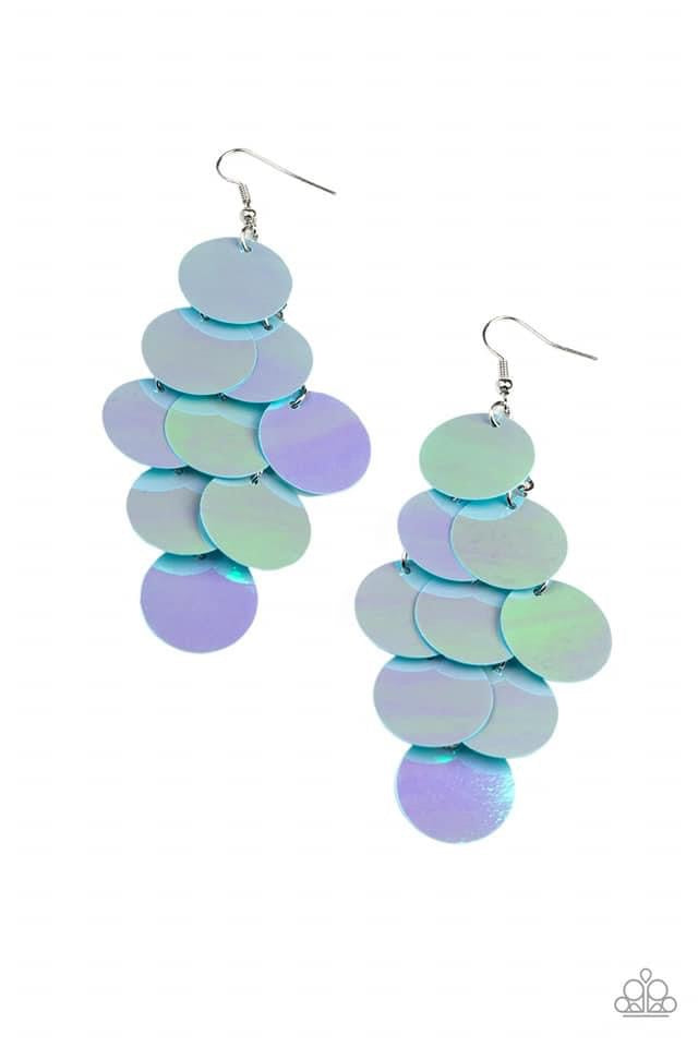 Paparazzi - Mermaid Shimmer Blue Earrings