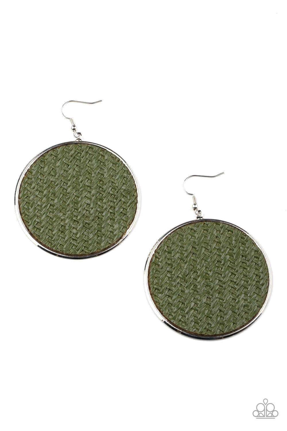 Paparazzi - Wonderfully Woven - Green Earrings