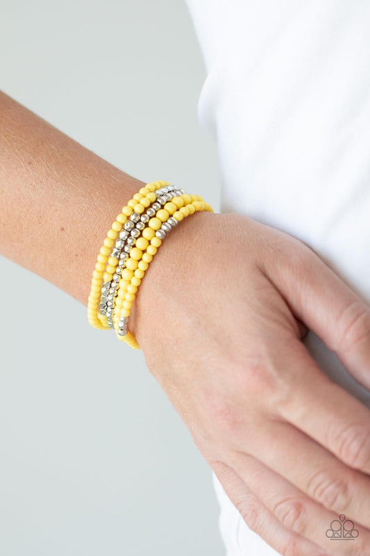 Paparazzi - Stacked Showcase - Yellow Bracelet