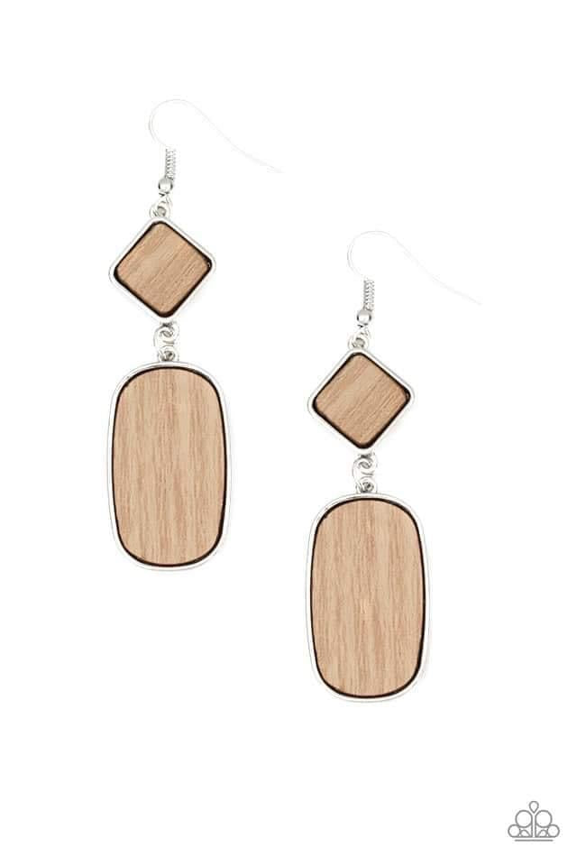 Paparazzi - You WOOD Be So Lucky - Brown Earrings