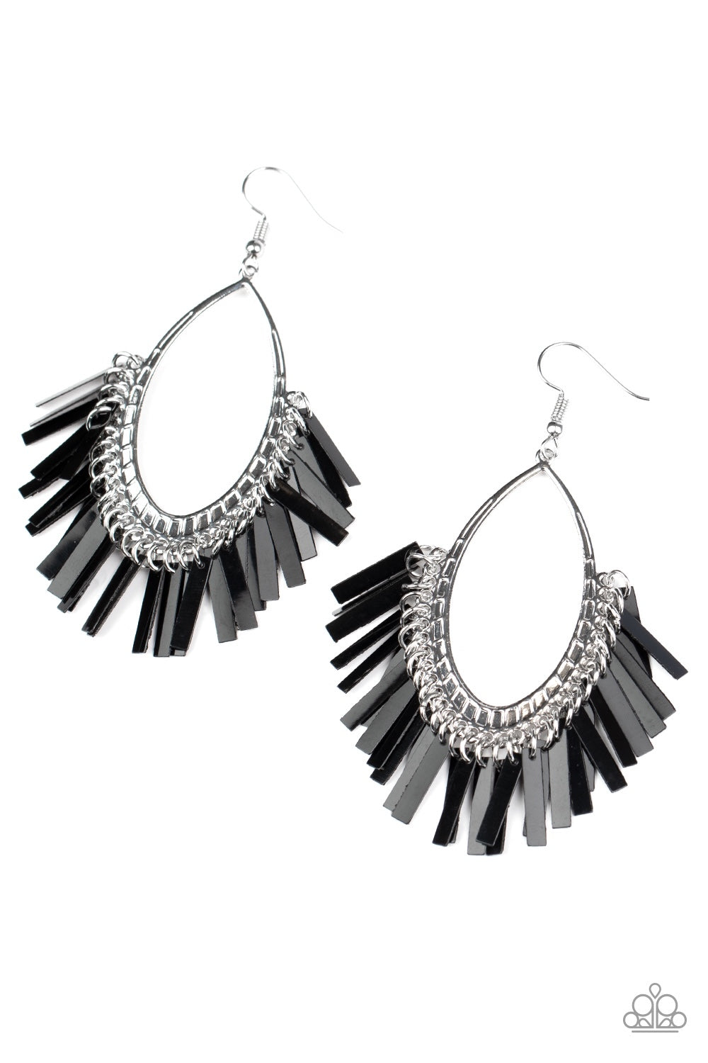 Paparazzi- Fine-Tuned Machine - Black Earrings