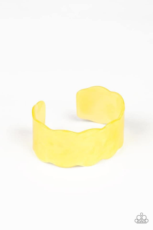 Paparazzi - Retro Ruffle - Yellow Bracelets