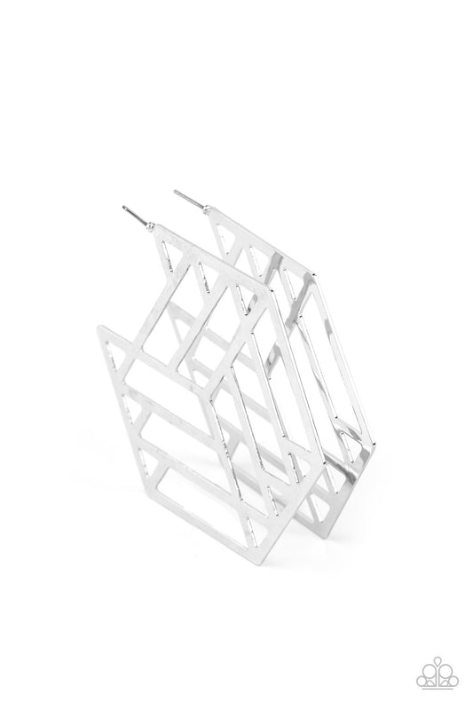 Paparazzi - Gotta Get GEO-ing - Silver Earrings