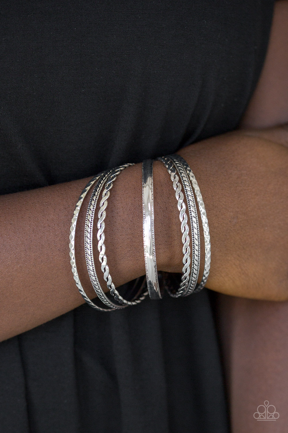 Paparazzi- Rattle and Roll - Silver Bracelets