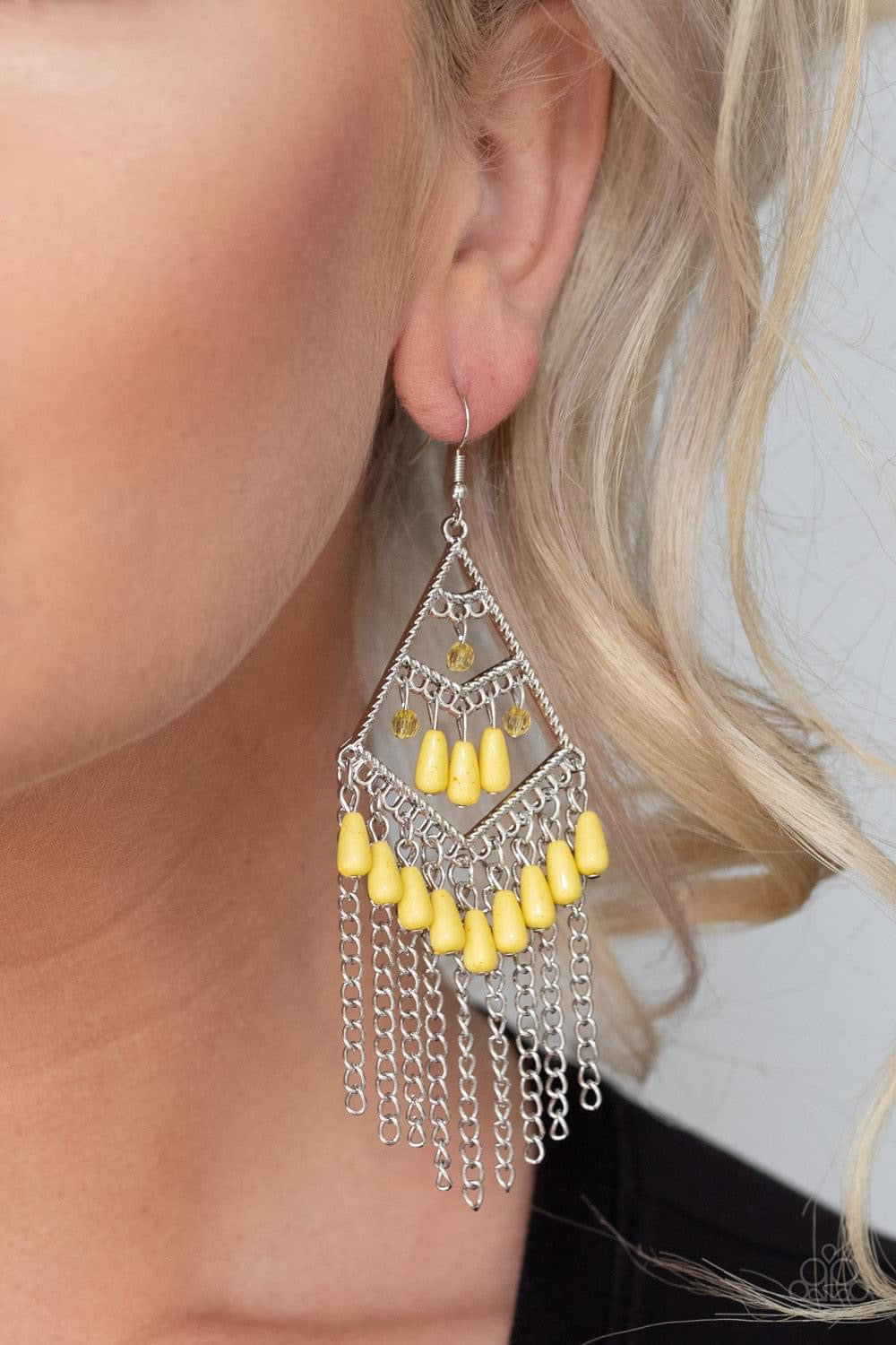 Paparazzi- Trending Transcendence - Yellow Earrings