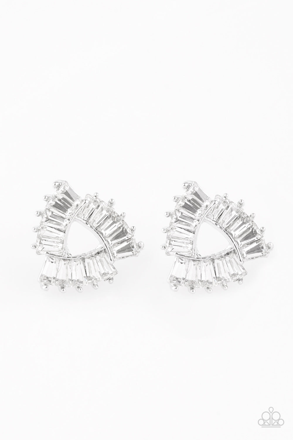 Paparazzi - Renegade Shimmer - White Post Earrings