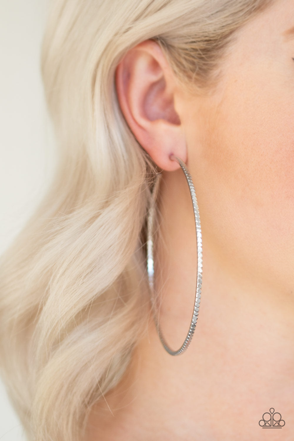 Paparazzi - Shimmer Maker - Silver Hoop Earrings