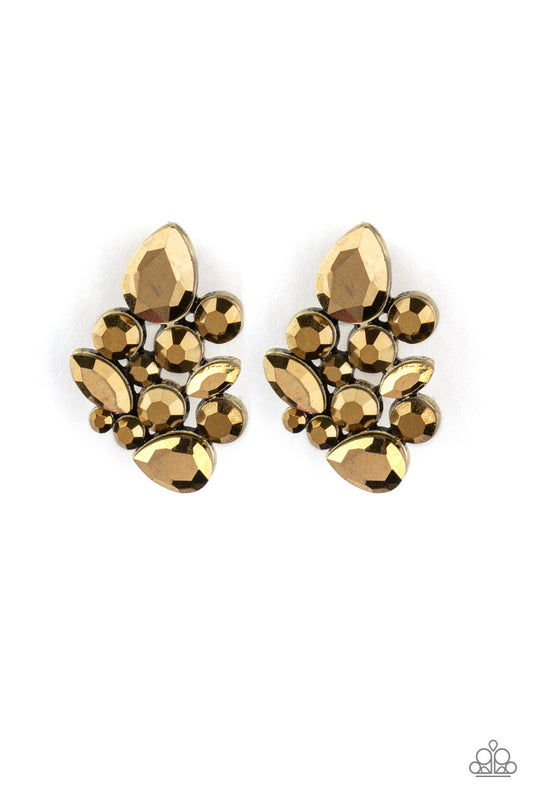 Paparazzi- Galaxy Glimmer - Brass Post Earrings
