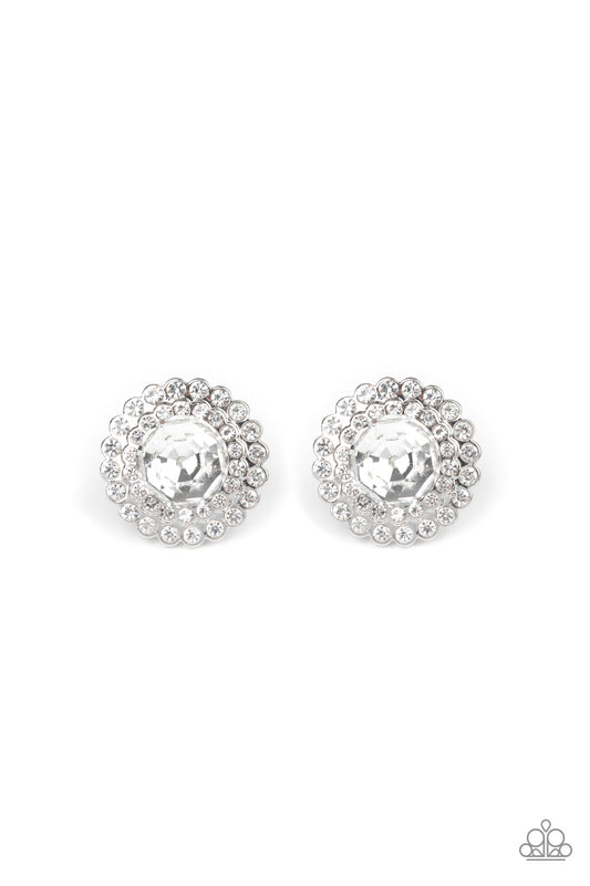 Paparazzi - My Second Castle - White Post Earrings