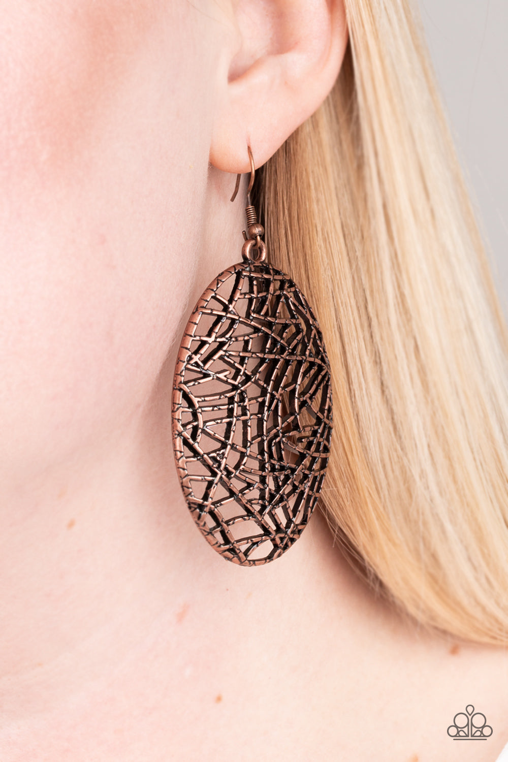 Paparazzi - Way Out of Line - Copper Earrings