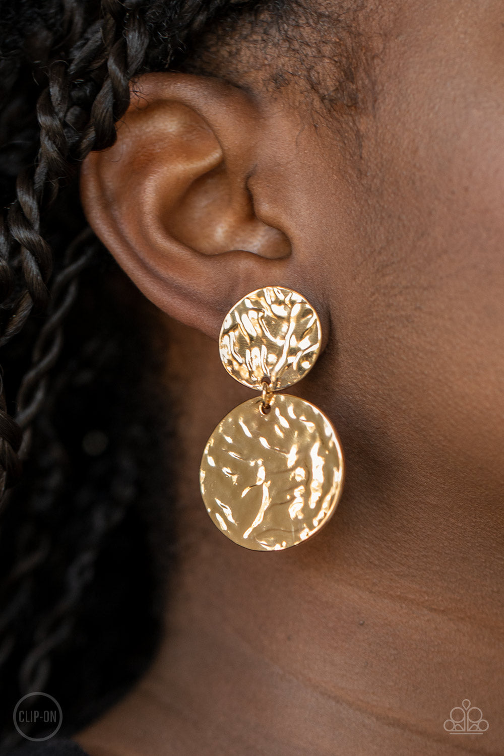 Paparazzi- Relic Ripple - Gold Clip-On Earrings