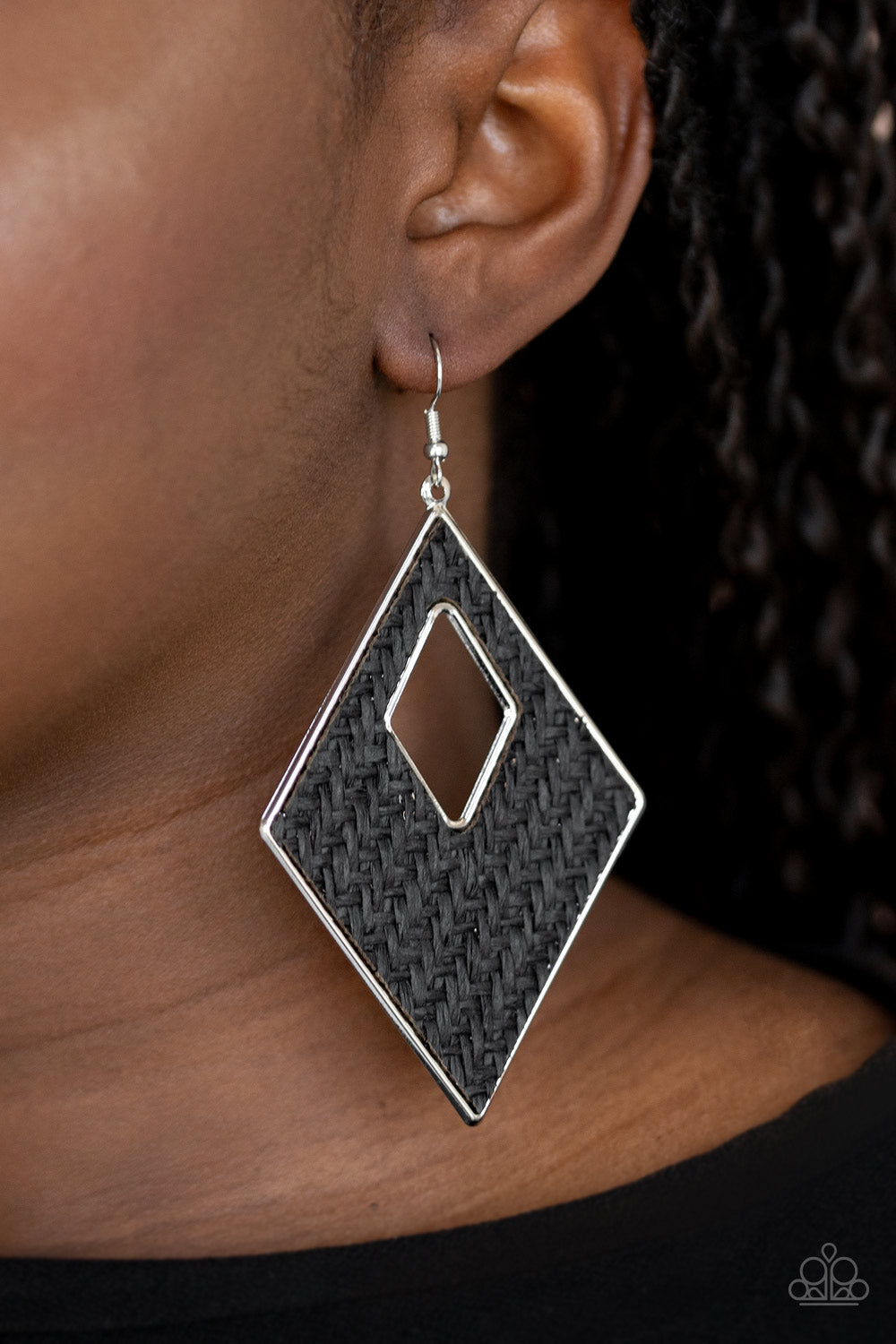 Paparazzi- Woven Wanderer - Black Earrings