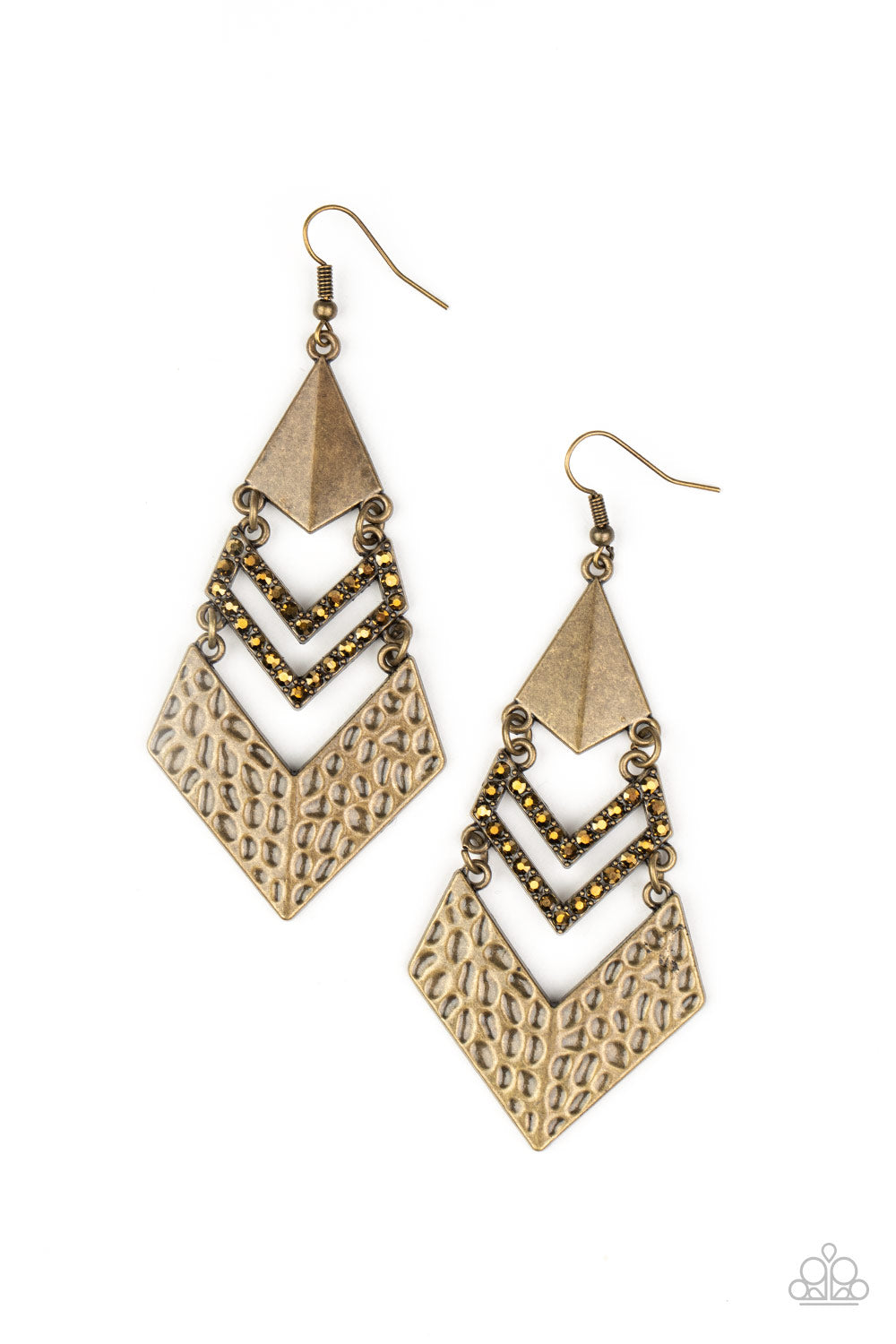 Paparazzi - Work Hazard - Brass Earrings