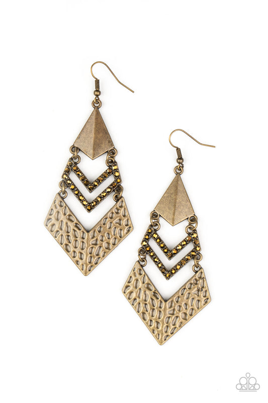 Paparazzi - Work Hazard - Brass Earrings