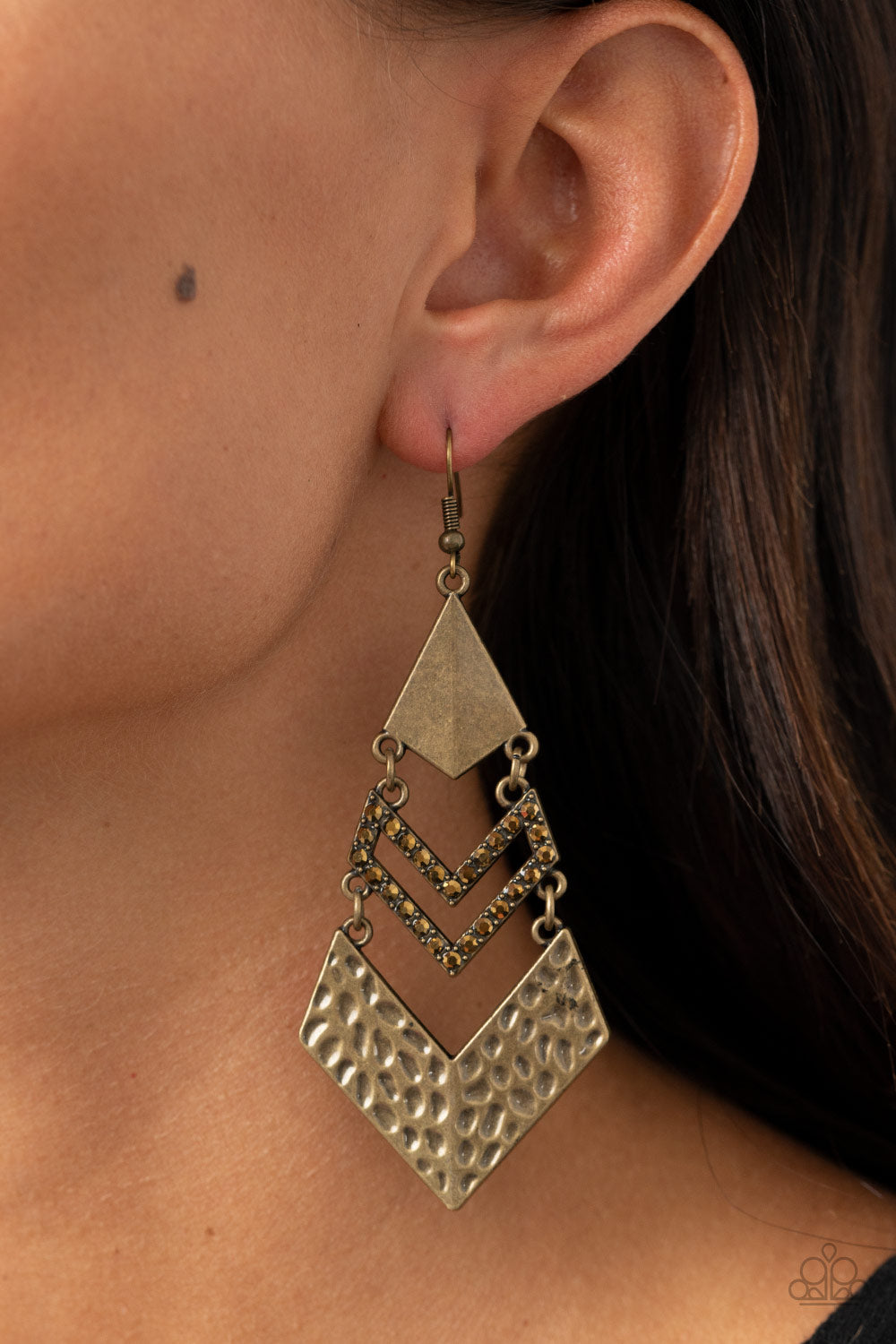 Paparazzi - Work Hazard - Brass Earrings