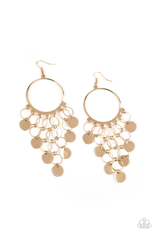 Paparazzi - Take a CHIME Out - Gold Earrings