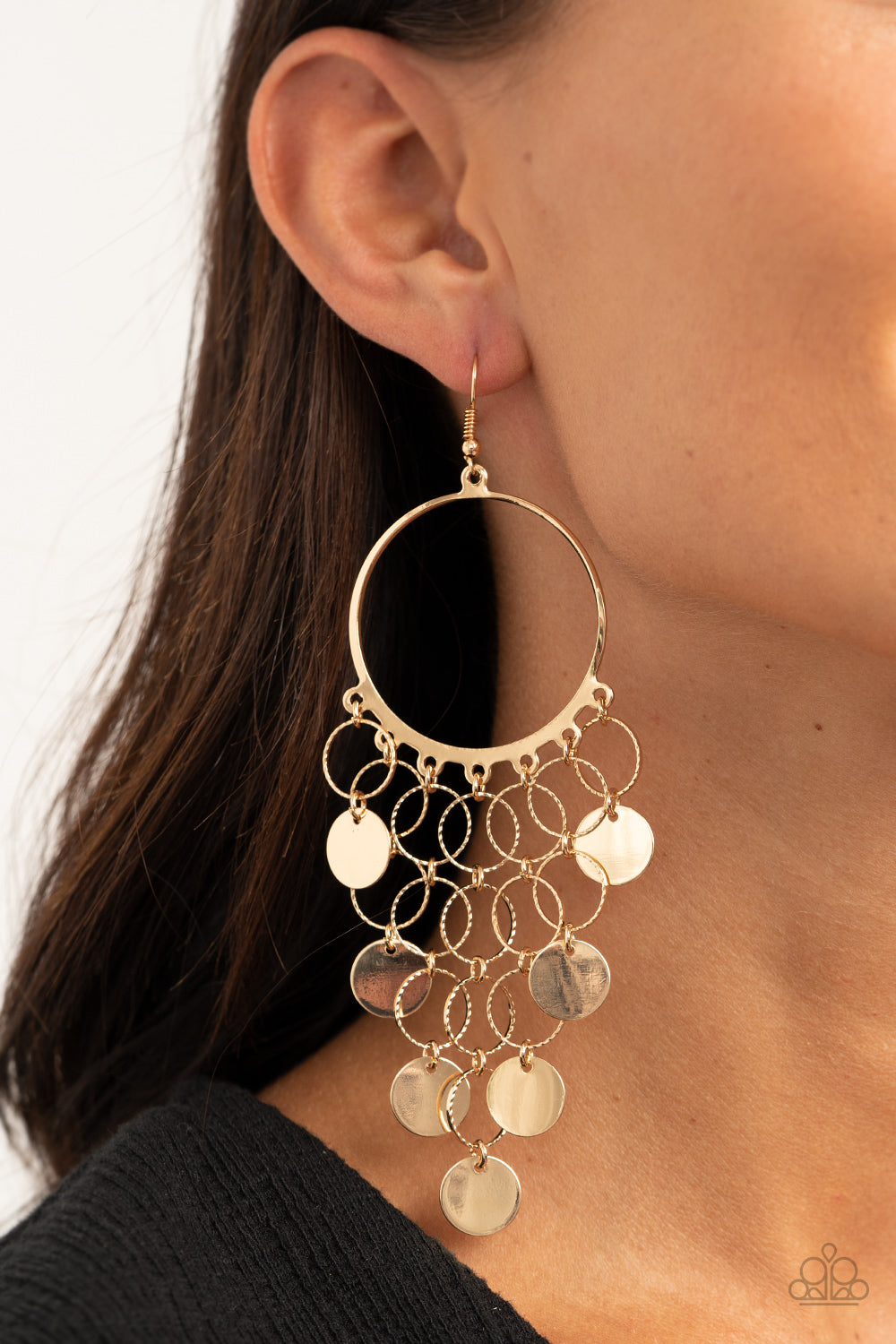 Paparazzi - Take a CHIME Out - Gold Earrings