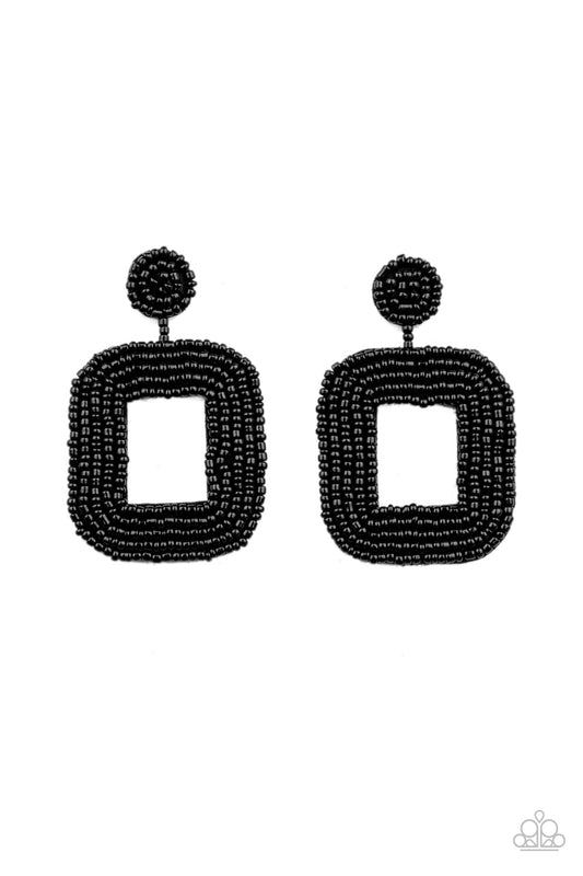 Paparazzi - Beaded Bella - Black Earrings
