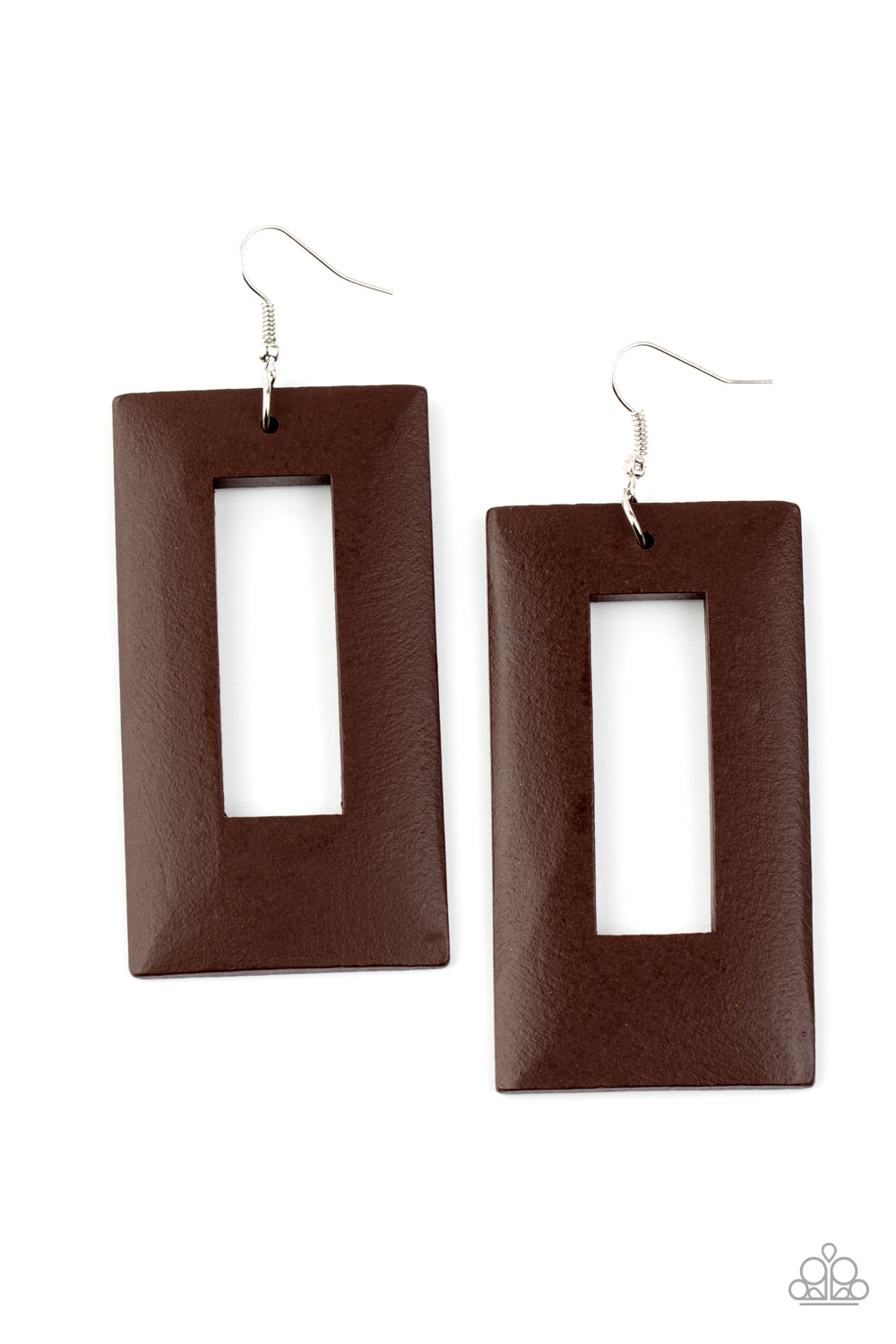 Paparazzi- Totally Framed - Brown Earrings