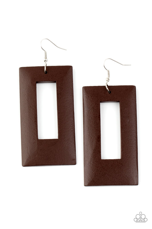 Paparazzi- Totally Framed - Brown Earrings