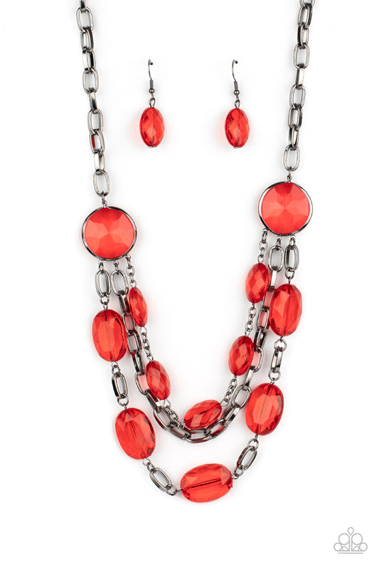 Paparazzi - I Need a GLOW-cation - Red Necklace