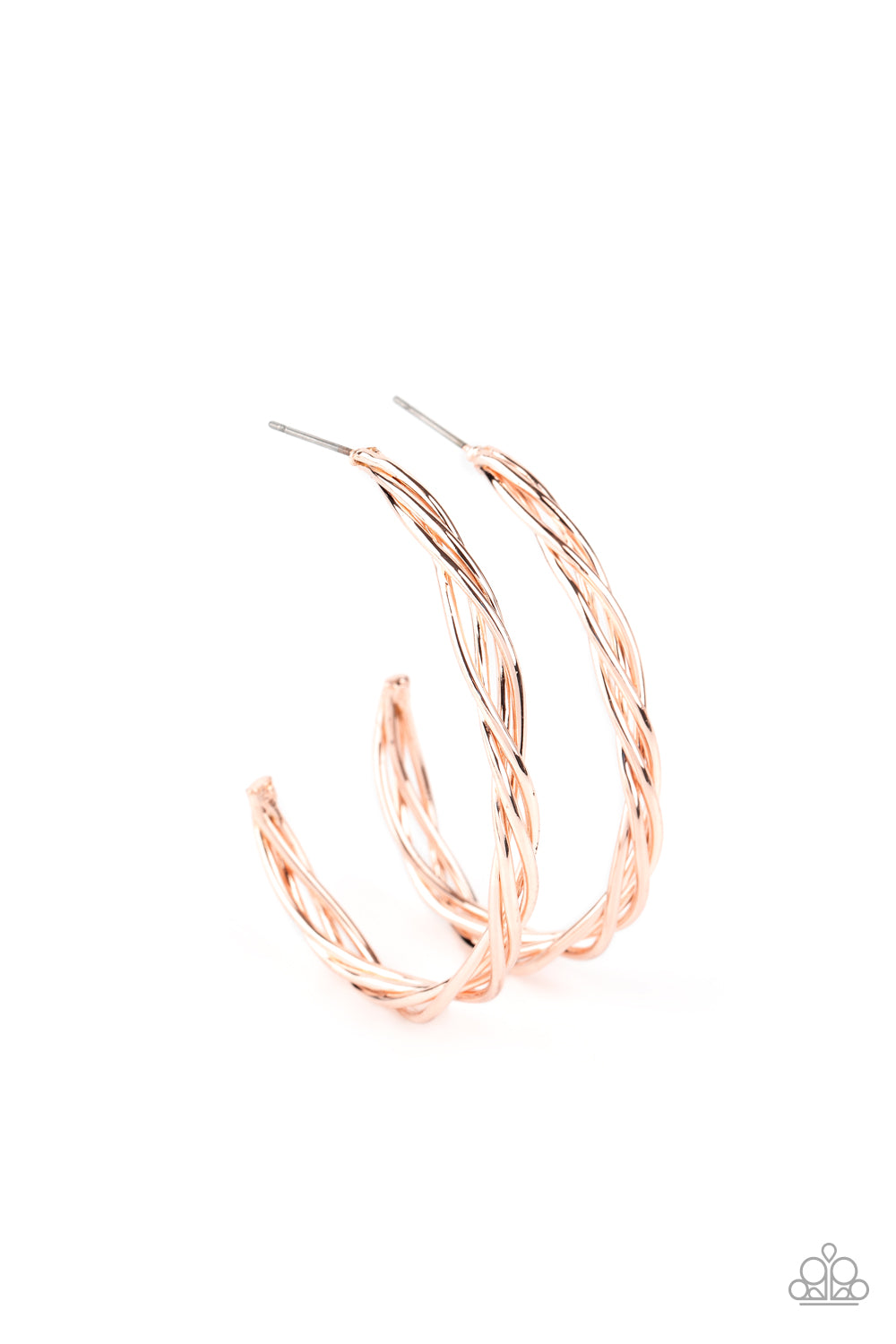 Paparazzi - Twisted Tango - Rose Gold Earrings