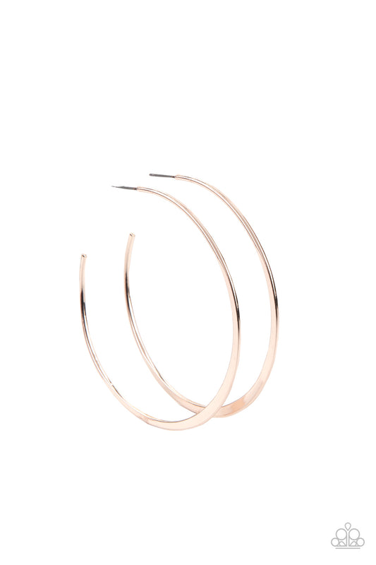 Paparazzi - Dont Lose Your Edge - Rose Gold Hoop Earrings