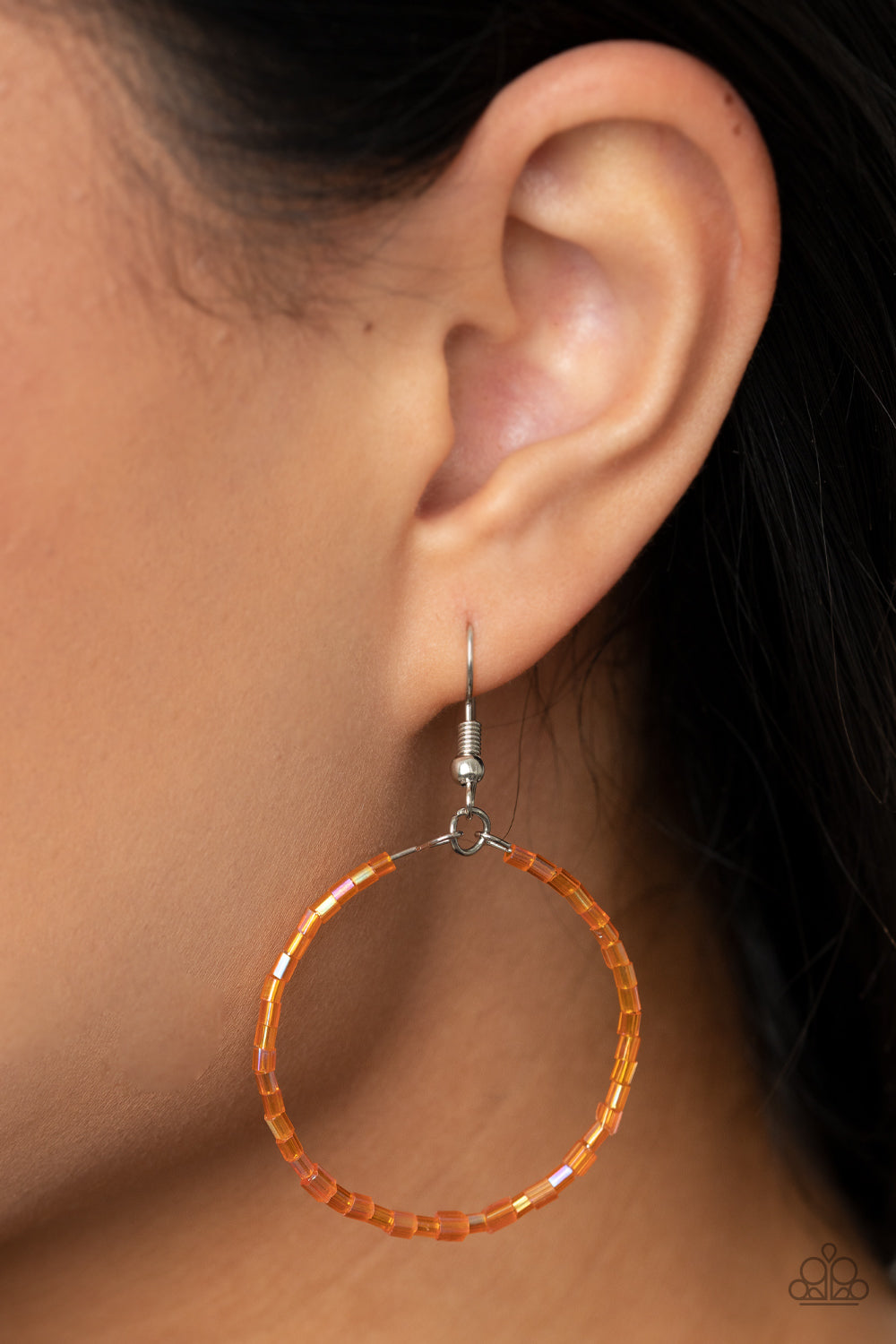 Paparazzi- Colorfully Curvy - Orange Earrings