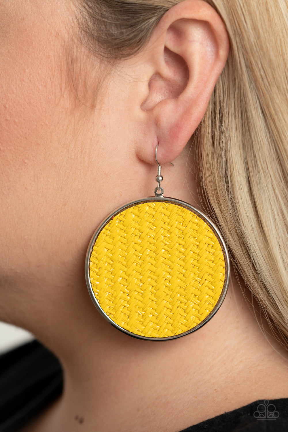Paparazzi- Wonderfully Woven - Yellow Earrings