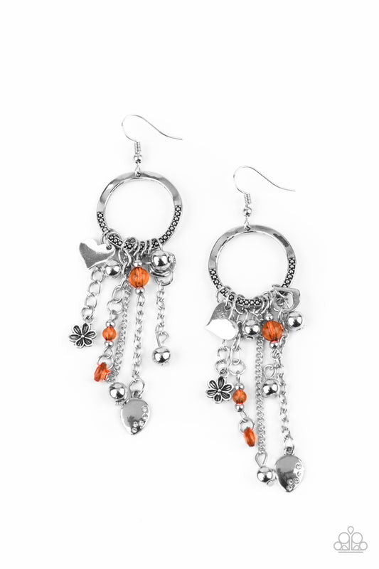 Paparazzi - Charm School - Orange Earrings