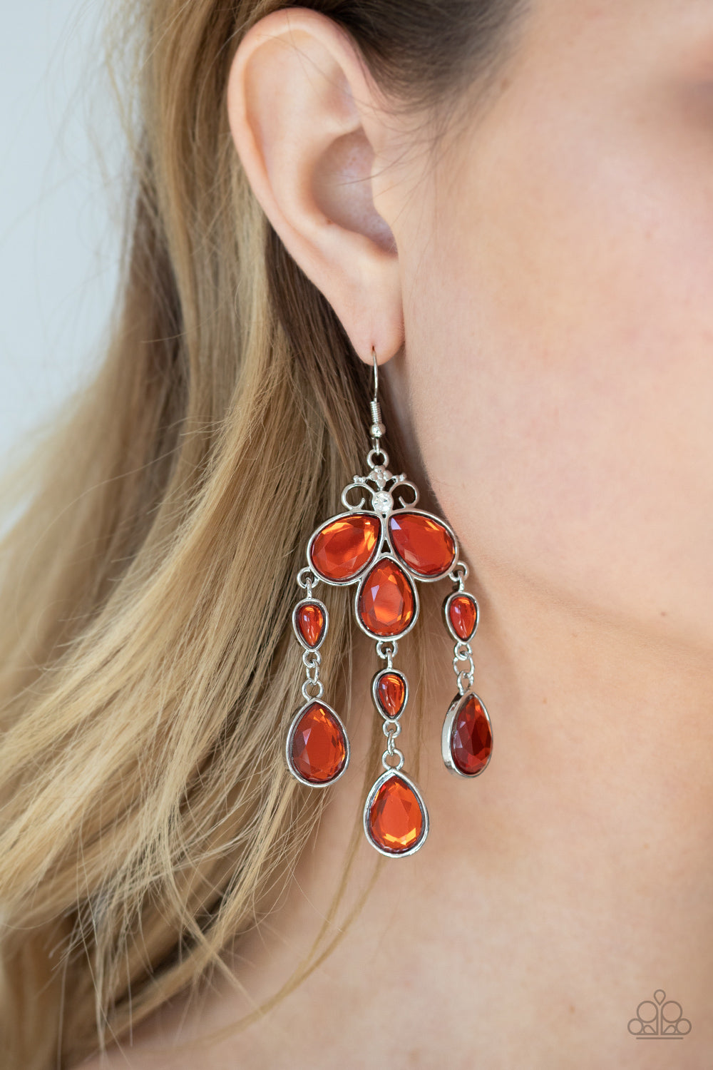 Paparazzi - Clear The HEIR - Orange Earrings