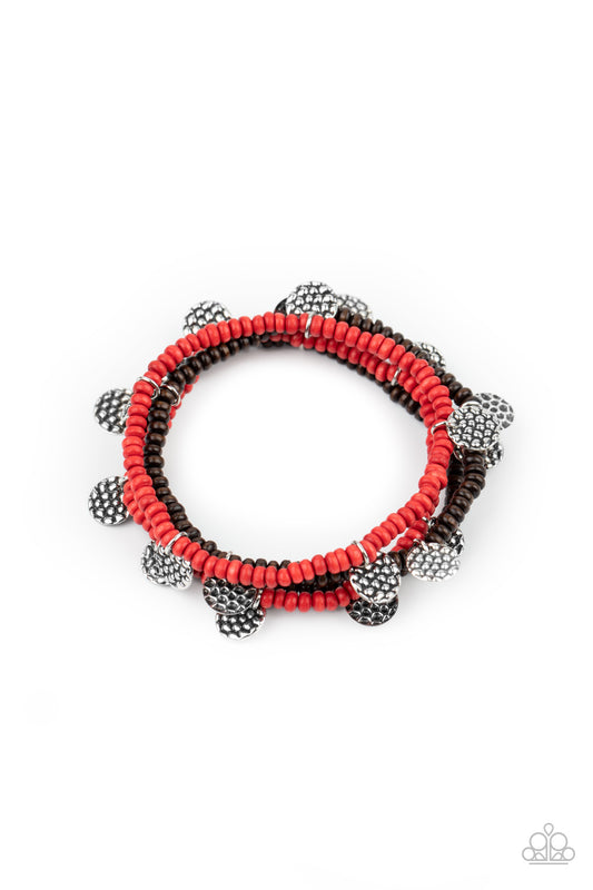 Paparazzi- WOODn’t Count It - Red Bracelet