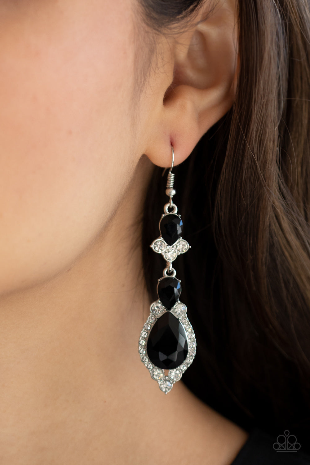 Paparazzi - Fully Flauntable - Black Earrings