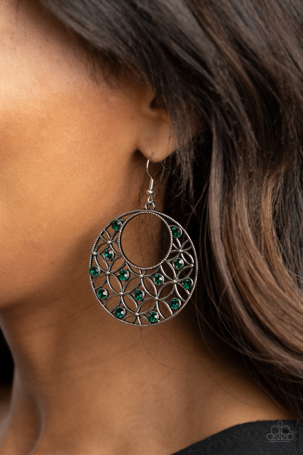 Paparazzi- Garden Garnish - Green Earrings