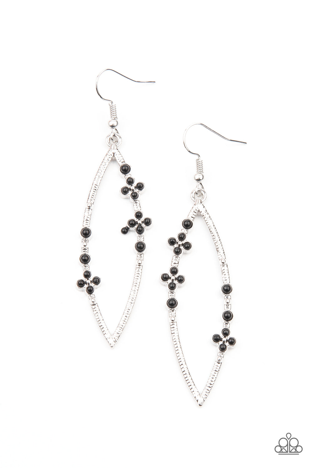 Paparazzi- Flowery Finesse - Black Earrings