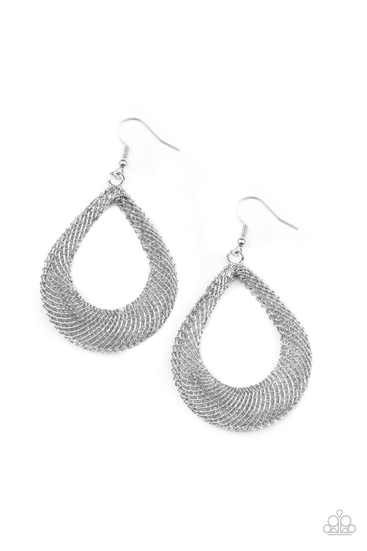 Paparazzi - A Hot MESH - Silver Earrings