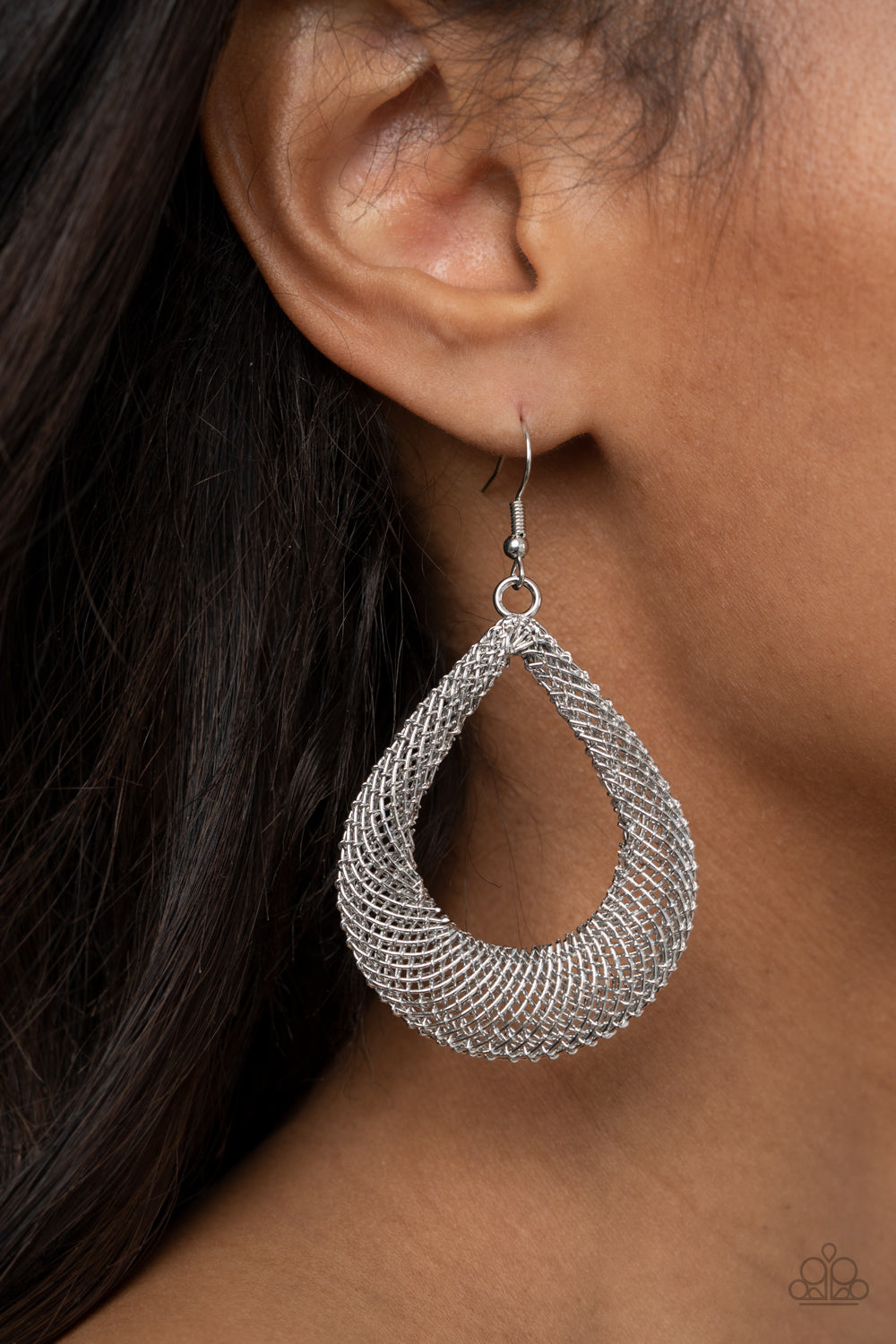 Paparazzi - A Hot MESH - Silver Earrings