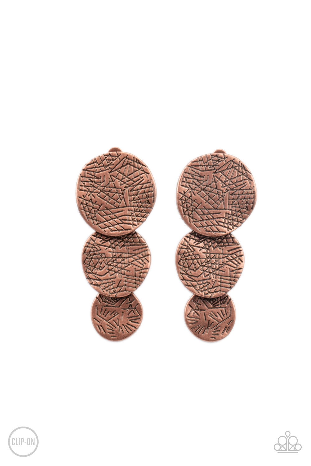 Paparazzi- Ancient Antiquity - Copper Clip-On Earrings