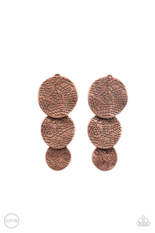 Paparazzi- Ancient Antiquity - Copper Clip-On Earrings