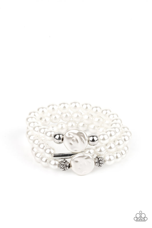 Paparazzi- Exquisitely Elegant - White Bracelet