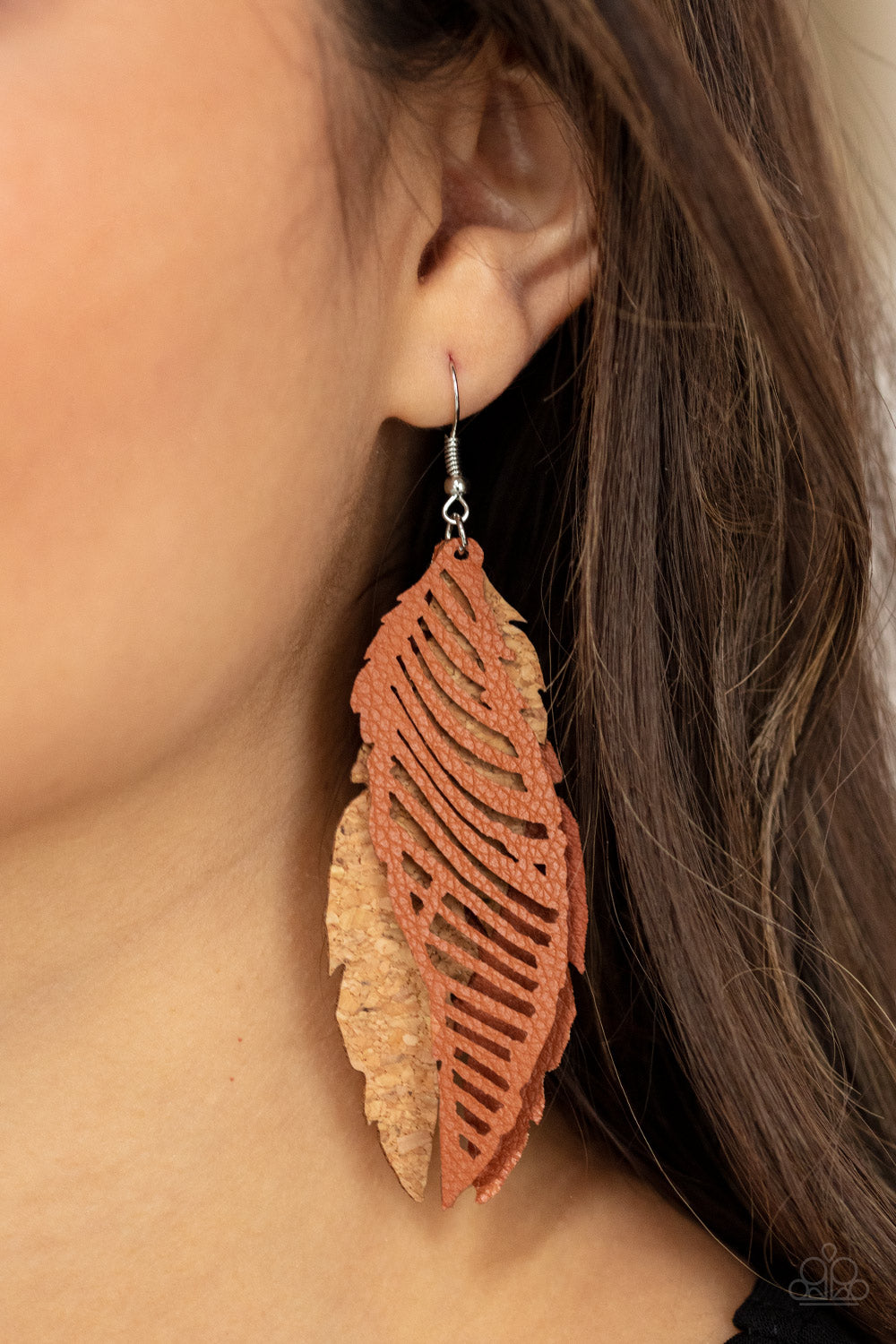 Paparazzi - WINGING Off The Hook - Brown Earrings